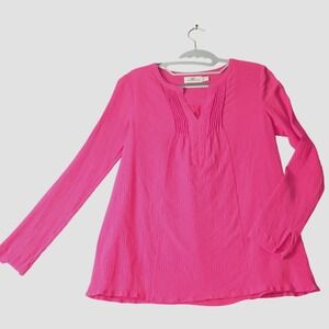 Vineyard Vines Silk Blend Blouse XS Pink Tunic Top Long Sleeve Preppy